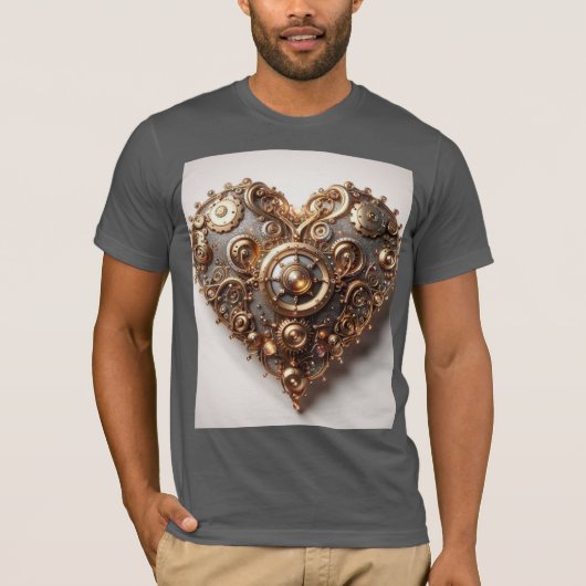 Steampunk Elegant Uhrwerk Gear Heart T-Shirt (Vorderseite)