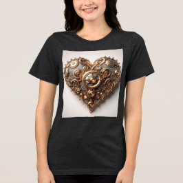 Steampunk Elegant Uhrwerk Gear Heart Tri-Blend Shirt