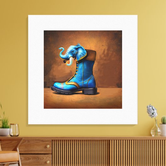 Steampunk Elephant Boot canvas print Leinwanddruck (Insitu (Wohnzimmer))