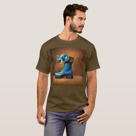 Steampunk Elephant Boot men brauner T - Shirt (Vorne ganz)