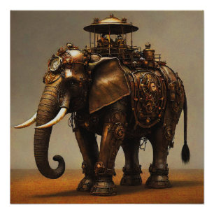 Steampunk Elephant I Poster