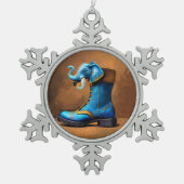 Steampunk Elephant Stift Schneeflocke Schneeflocken Zinn-Ornament (Vorderseite)