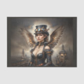 Steampunk-Engel mit Top-Hut über Viktorianisch Lon Seidenpapier (Vorderseite)