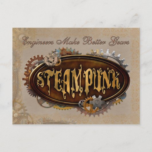 Steampunk Engineers Gears Postcard Postkarte (Vorderseite)