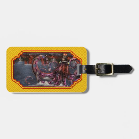 Steampunk - Enteroctopus magnificus roboticus Gepäckanhänger (Vorderseite horizontal)
