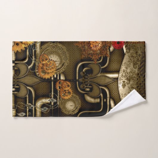 Steampunk Entwurf mit Uhren und Gängen Badhandtuch Set (Handtuch)