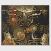 Steampunk Entwurf mit Uhren und Gängen Geschenkpapier (Flach)
