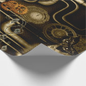Steampunk Entwurf mit Uhren und Gängen Geschenkpapier (Ecke)