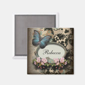 Steampunk Ephemera Blumenschmetterling viktorianis Magnet (Vorderseite/Rückseite)