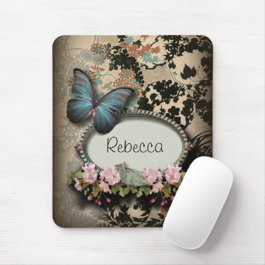 Steampunk Ephemera Blumenschmetterling viktorianis Mousepad (Mit Mouse)