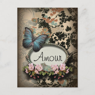 Steampunk Ephemera Blumenschmetterling viktorianis Postkarte