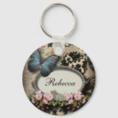 Steampunk Ephemera Blumenschmetterling viktorianis Schlüsselanhänger (Vorderseite)