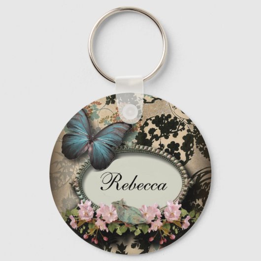 Steampunk Ephemera Blumenschmetterling viktorianis Schlüsselanhänger (Vorderseite)