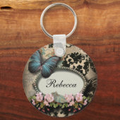 Steampunk Ephemera Blumenschmetterling viktorianis Schlüsselanhänger (Vorderseite)