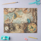 Steampunk Ephemera Clock Map Gears Decoupage Seidenpapier (Basteln)