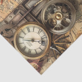 Steampunk Ephemera Clock Map Gears Decoupage Seidenpapier (Detail)