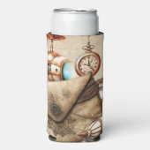 Steampunk Era mit Uhren und Blimps Selters Dosenkühler (Seltzer Vorderseite)