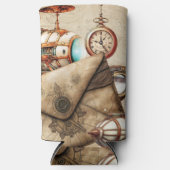 Steampunk Era mit Uhren und Blimps Selters Dosenkühler (Vorderseite)