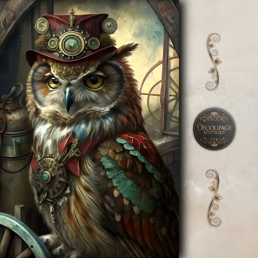 Steampunk-Erfinder Eule Whimsical Vintage Seidenpapier