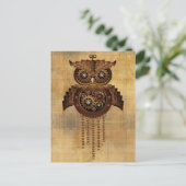 Steampunk-Eule im Vintage-Stil Postkarten (Stehend Vorderseite)