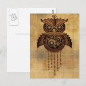Steampunk-Eule im Vintage-Stil Postkarten (Vorne/Hinten)