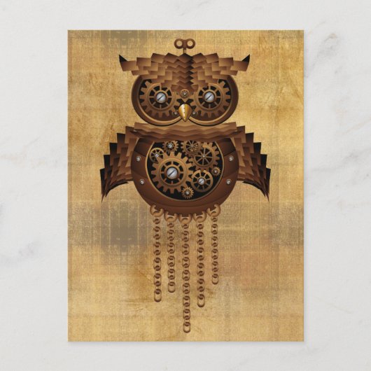 Steampunk-Eule im Vintage-Stil Postkarten (Vorderseite)