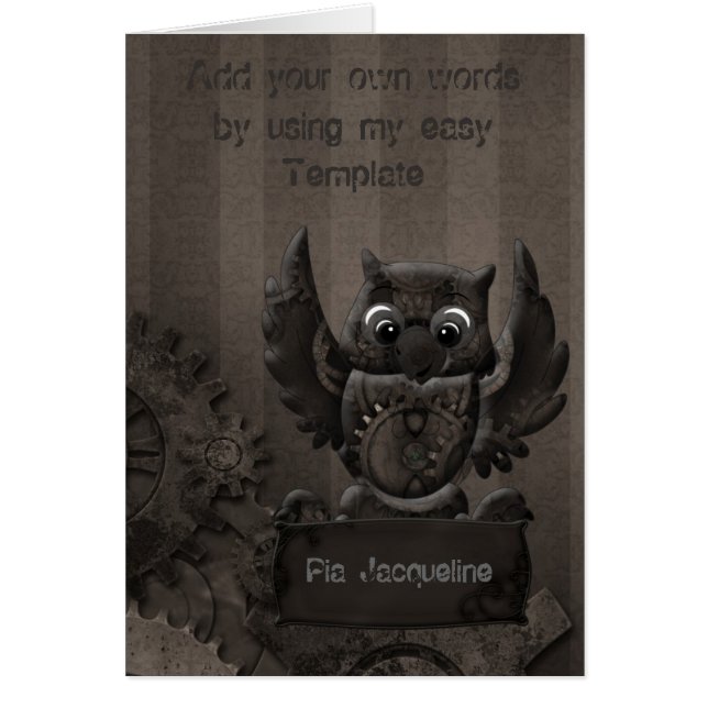 Steampunk-Eule-Karte (Vorne)