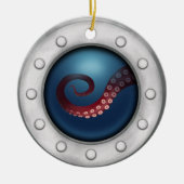 Steampunk-Explorer-Schiff Porthole Keramik Ornament (Vorne)