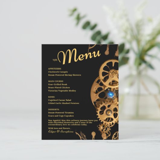 Steampunk Extravaganza Gold Vintage Wedding (Stehend Vorderseite)