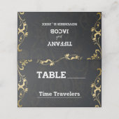 Steampunk Extravaganza Vintag Clockwork Wedding Platzkarte (Außenseite Aufgefaltet)