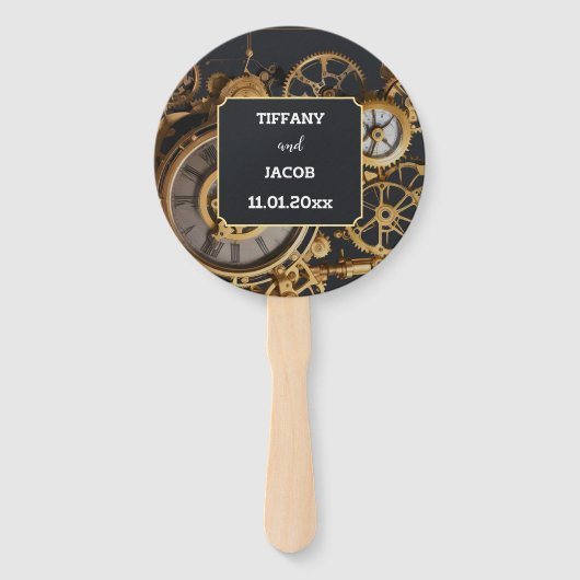 Steampunk Extravaganza Vintag Cogs Gästebuch Fächer (Vorderseite)