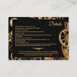 Steampunk-Extravaganza Vintage Uhrwerk-Hochzeit E Begleitkarte