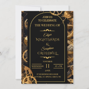 Steampunk-Extravaganza Vintage-Uhrwerk-Hochzeit I Einladung