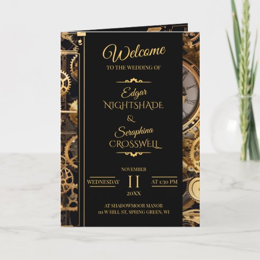 Steampunk Extravaganza Vintage Wedding Program Programm (Vorderseite)