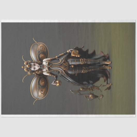 Steampunk Fairy Gold und Black Decoupage Seidenpapier (Vorderseite)