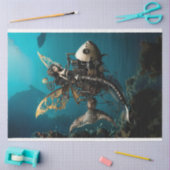 Steampunk Fairy Mermaid auf Fischdekoupage Seidenpapier (Basteln)