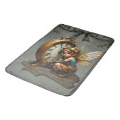 Steampunk Fairy mit Golden Wings & Antique Clock Badematte (Schrägansicht)
