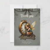 Steampunk Fairy mit Golden Wings & Antique Clock Dankeskarte (Vorderseite)