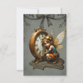 Steampunk Fairy mit Golden Wings & Antique Clock Dankeskarte (Rückseite)