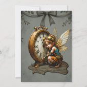 Steampunk Fairy mit Golden Wings & Antique Clock Einladung (Rückseite)
