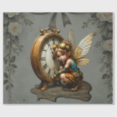 Steampunk Fairy mit Golden Wings & Antique Clock Geschenkpapier (Flach)