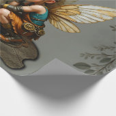 Steampunk Fairy mit Golden Wings & Antique Clock Geschenkpapier (Ecke)