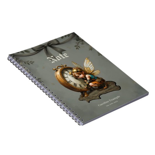 Steampunk Fairy mit Golden Wings & Antique Clock Notizblock (Rechte Seite)