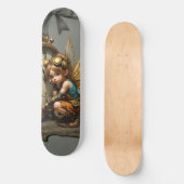 Steampunk Fairy mit Golden Wings & Antique Clock Skateboard (Vorderseite)