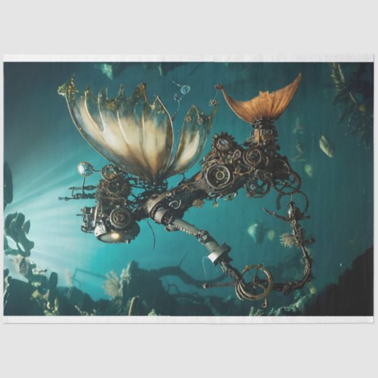 Steampunk Fairy Underwater World Decoupage Seidenpapier (Vorderseite)
