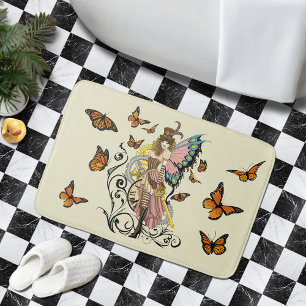 Steampunk Fairy Yellow Clock Gears Badematte