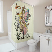 Steampunk Fairy Yellow Clock Gears Duschvorhang (Beispiel)