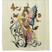 Steampunk Fairy Yellow Clock Gears Duschvorhang (Vorderseite)