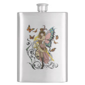 Steampunk Fairy Yellow Clock Gears Flachmann (Vorderseite)