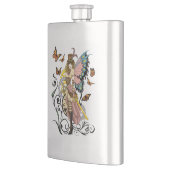 Steampunk Fairy Yellow Clock Gears Flachmann (Links)